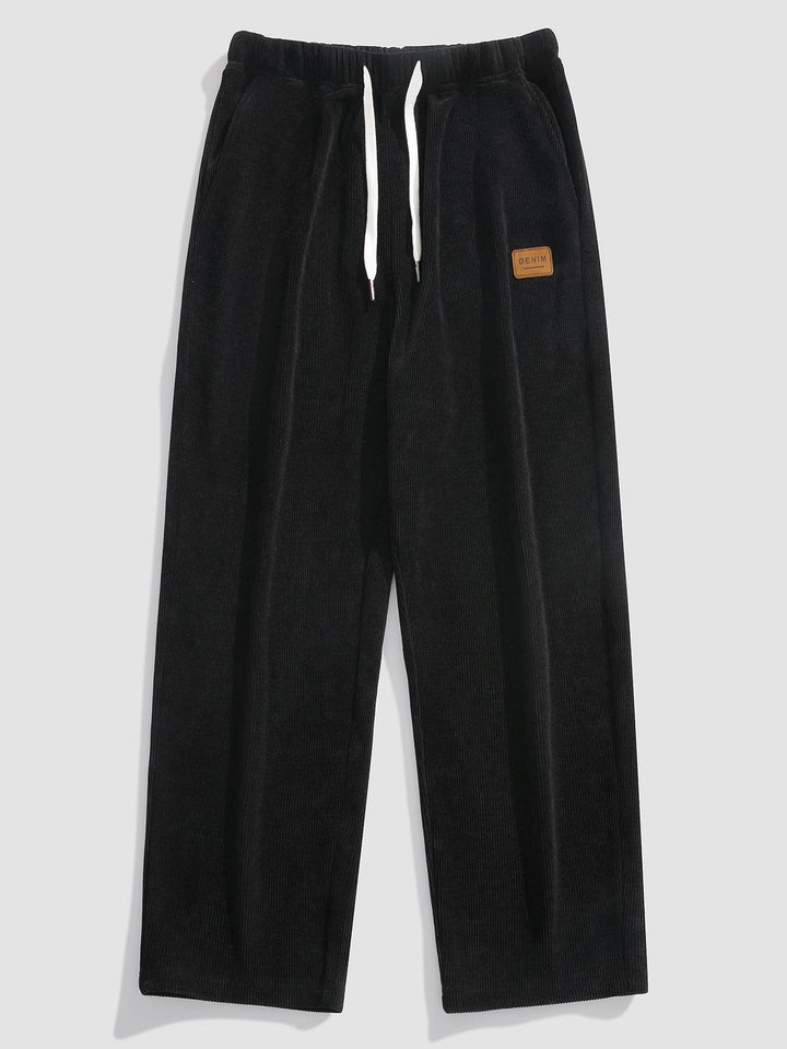 Relax Fit Plaid Corduroy Panel Hooded Shirt & Straight Leg Corduroy Pants