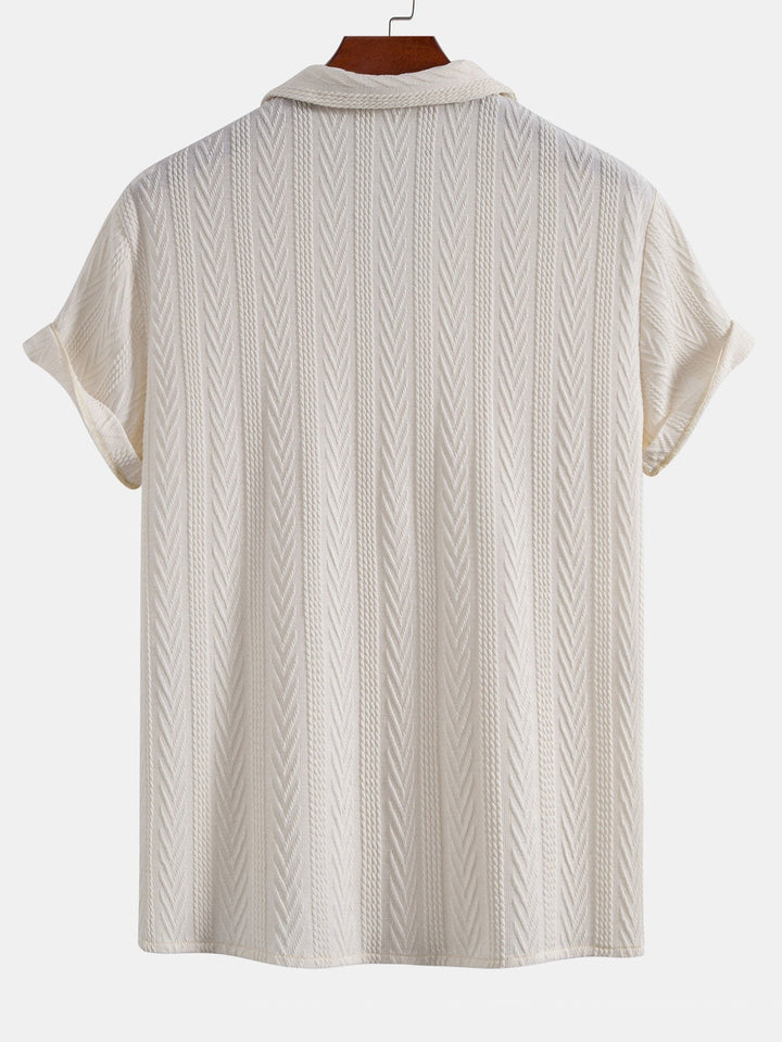 Texture Jacquard Cuban Shirt & Slim Fit Cropped Tapered Pants