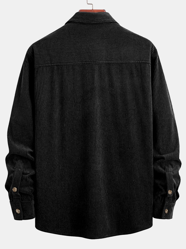 Corduroy Button Up Shirt & Drawstring Corduroy Cargo Jogger Pants