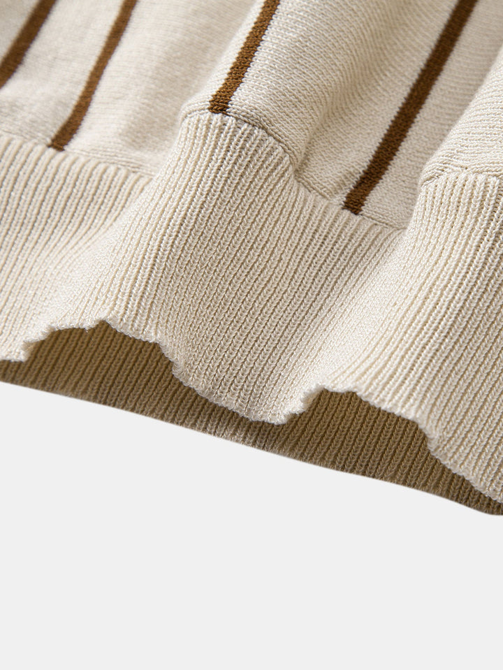Striped Knitted Polo Shirt & Slim Fit Tapered Trousers