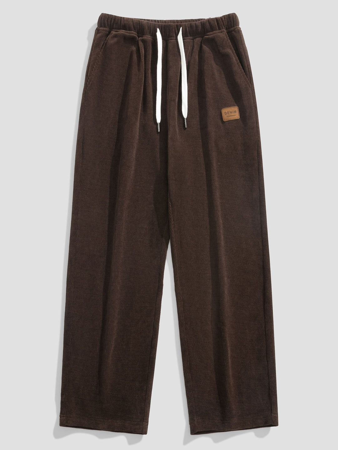 Relax Fit Plaid Corduroy Panel Hooded Shirt & Straight Leg Corduroy Pants