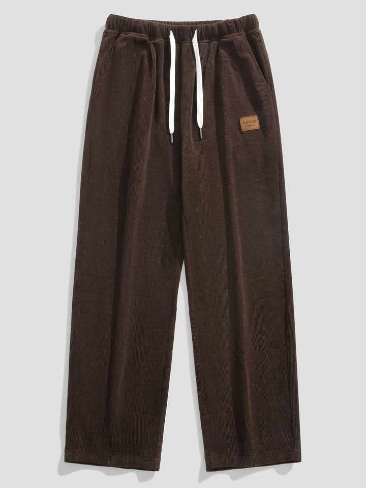 Relax Fit Plaid Corduroy Panel Hooded Shirt & Straight Leg Corduroy Pants