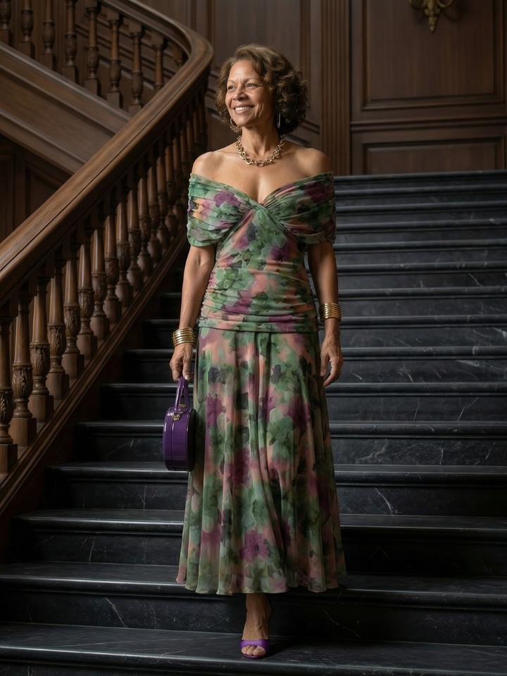 Calen | Off-Shoulder Flow Midi Dress