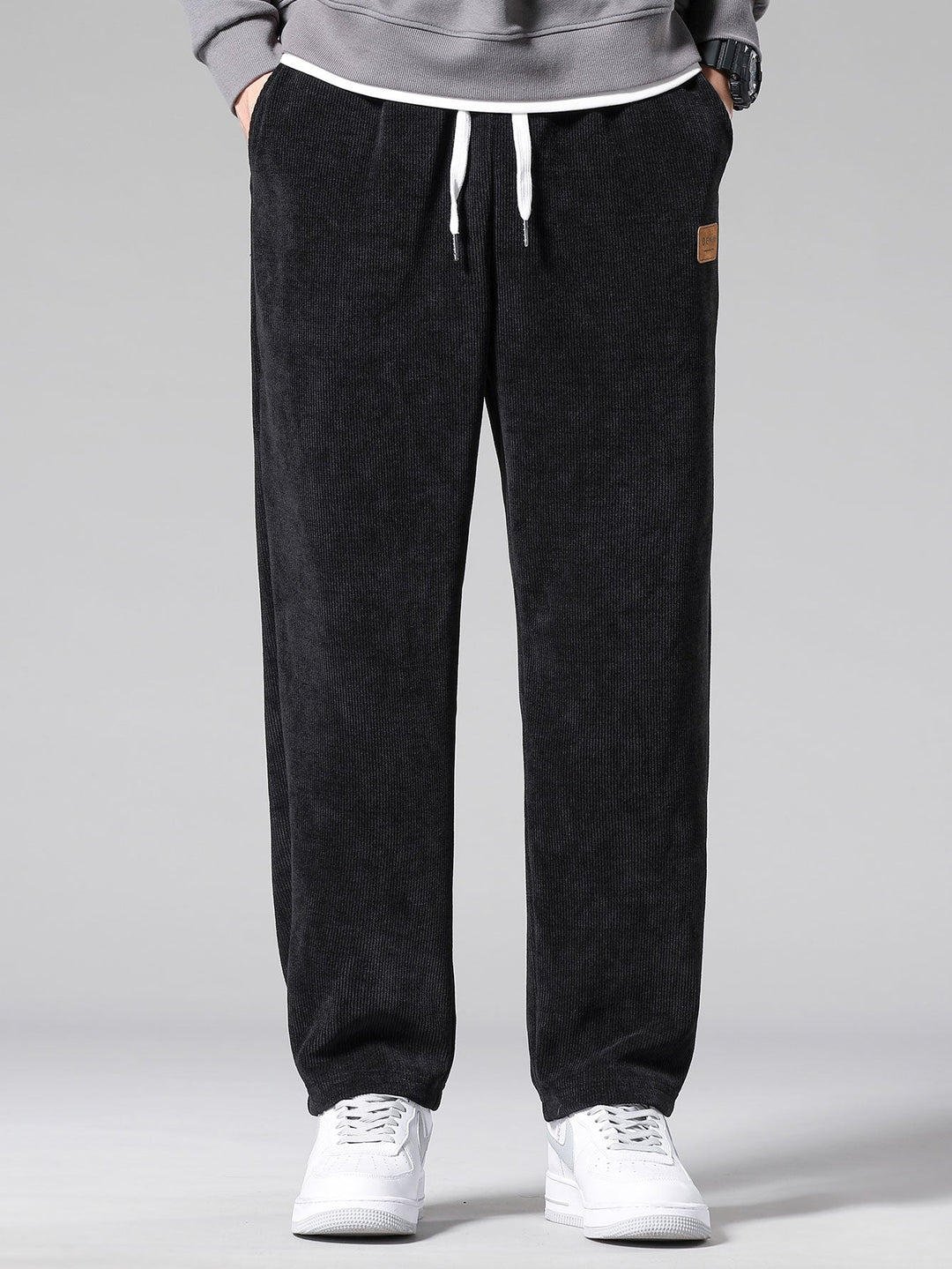 Relax Fit Plaid Corduroy Panel Hooded Shirt & Straight Leg Corduroy Pants