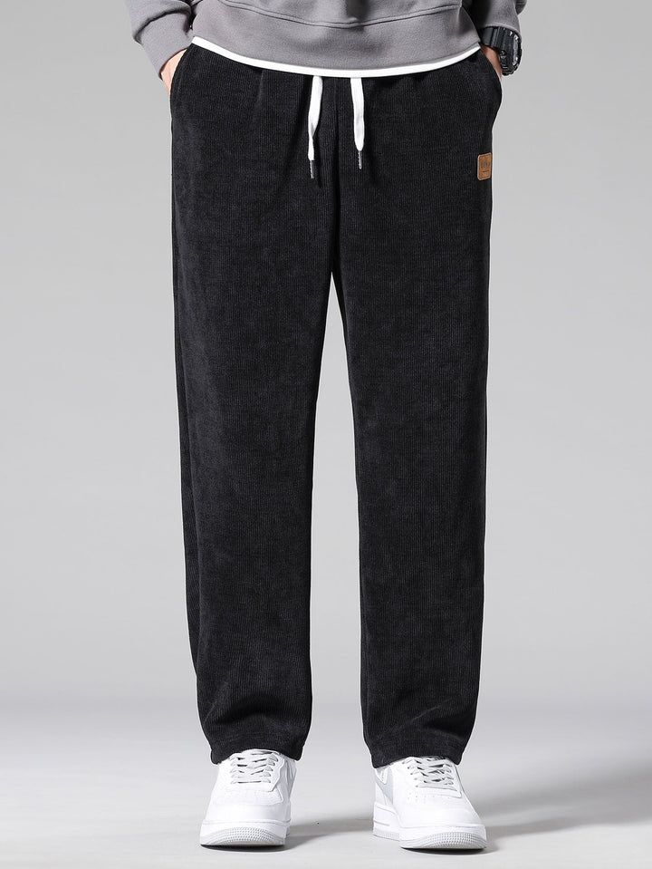 Relax Fit Plaid Corduroy Panel Hooded Shirt & Straight Leg Corduroy Pants