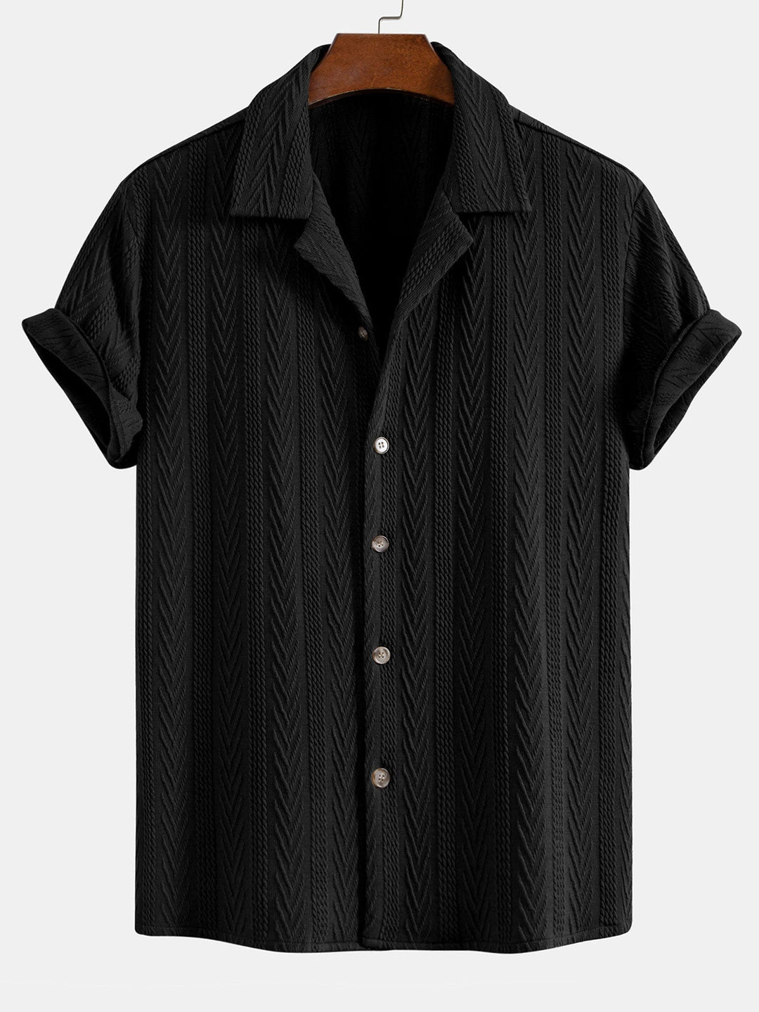 Texture Jacquard Cuban Shirt & Slim Fit Cropped Tapered Pants