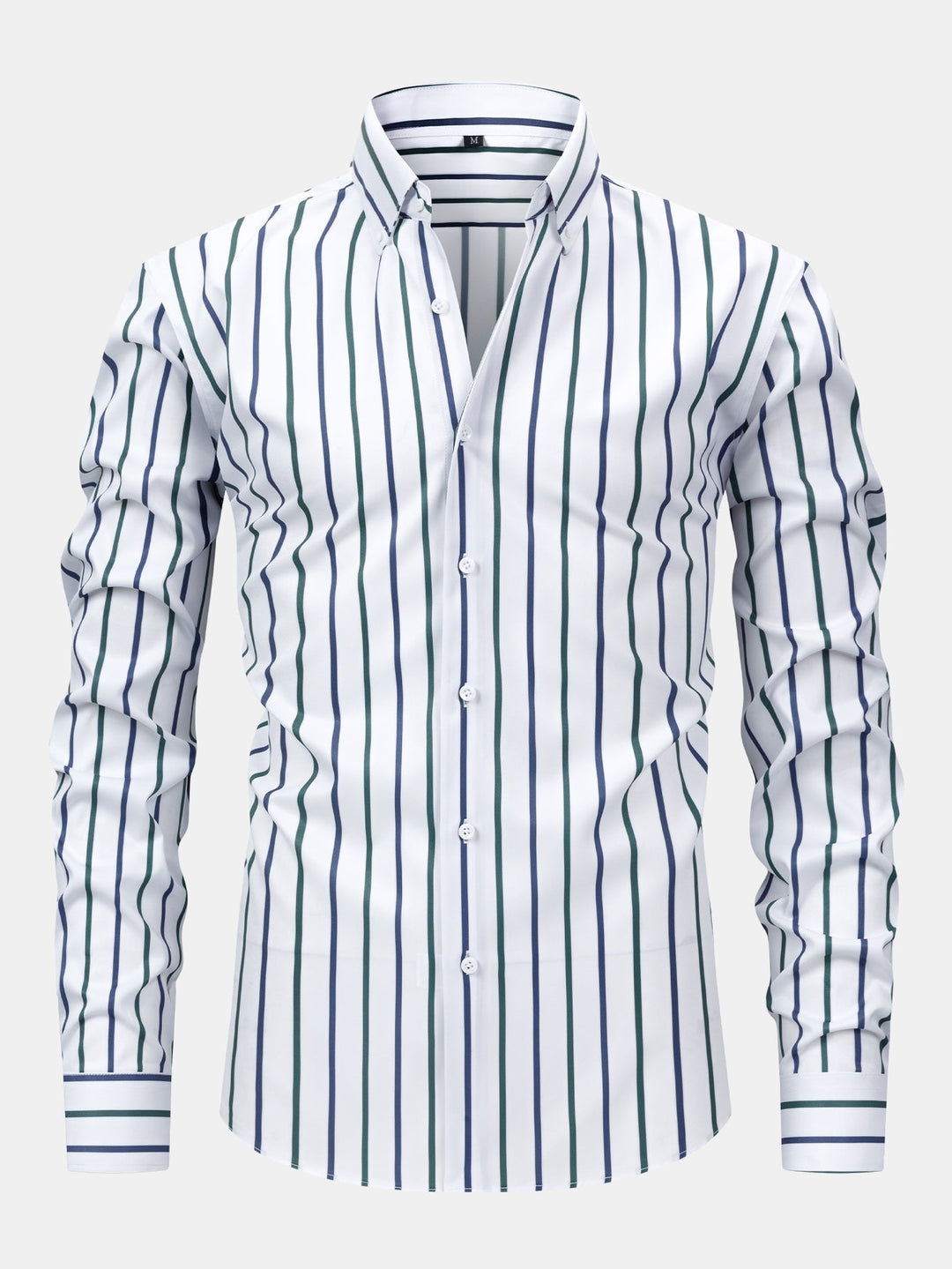 Long Sleeve Stripe Button Up Shirt & Slim Fit Tapered Trousers