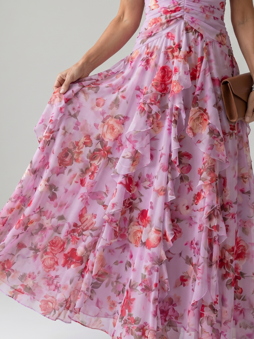 Nori | Halterneck Ruffle Top Floral Maxi Dress
