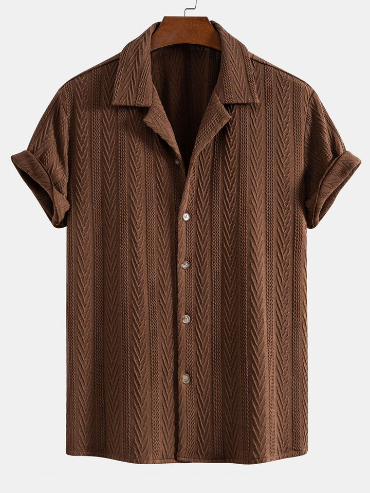 Texture Jacquard Cuban Shirt & Slim Fit Cropped Tapered Pants