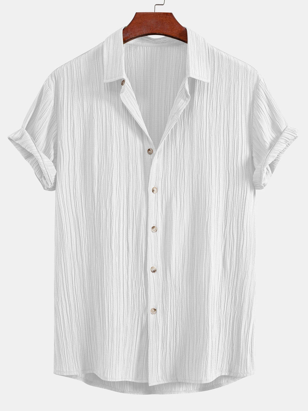 Wrinkled Textured Button Up Shirt & Wrinkle Textured Straight Leg Pants