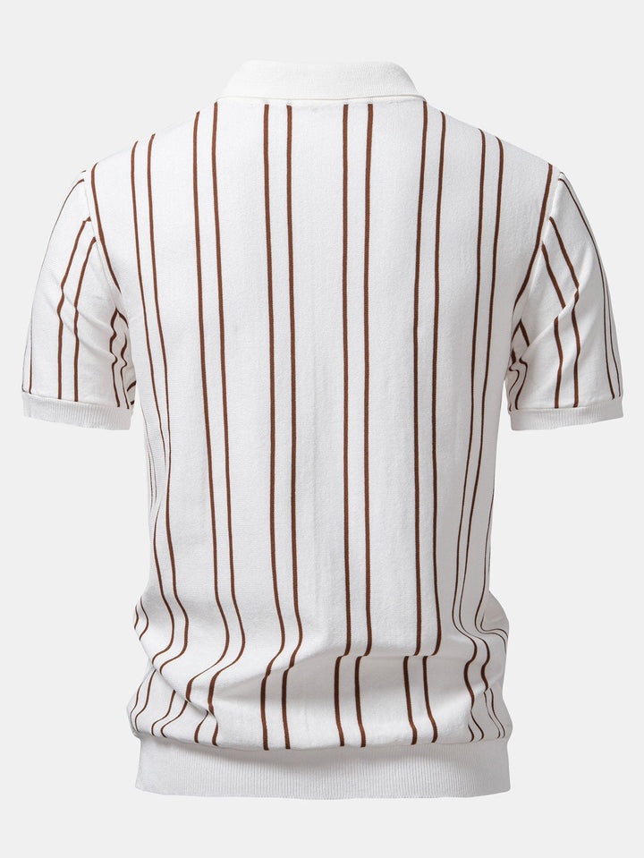 Striped Knitted Polo Shirt & Slim Fit Tapered Trousers
