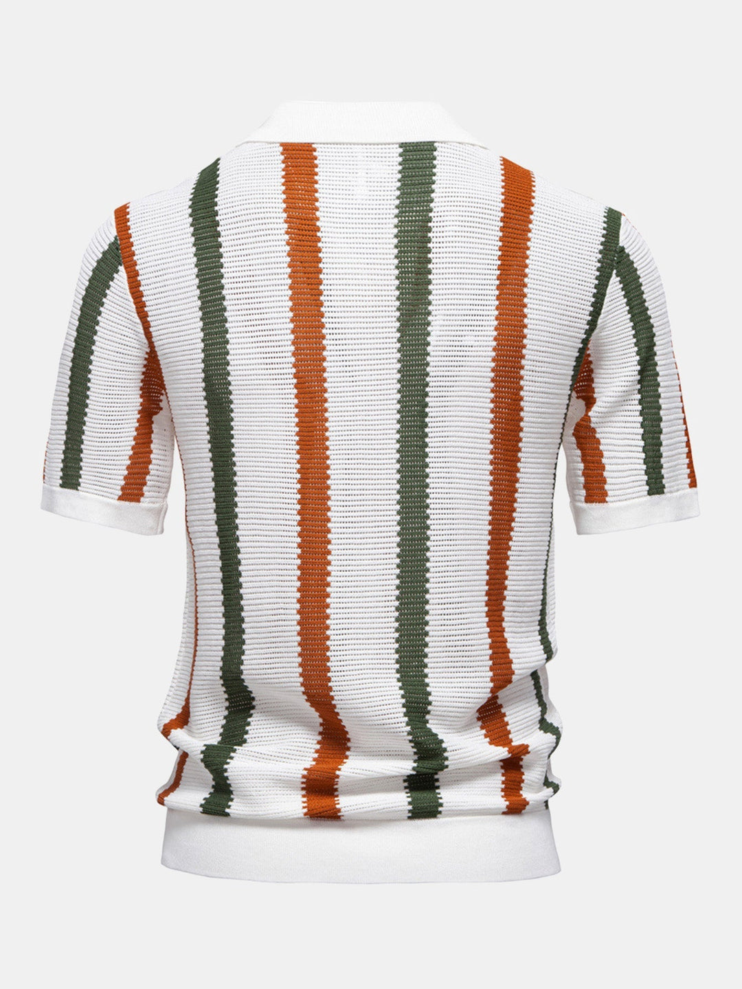 Stripe Knit V Neck Polo Shirt & Cotton Chino Shorts