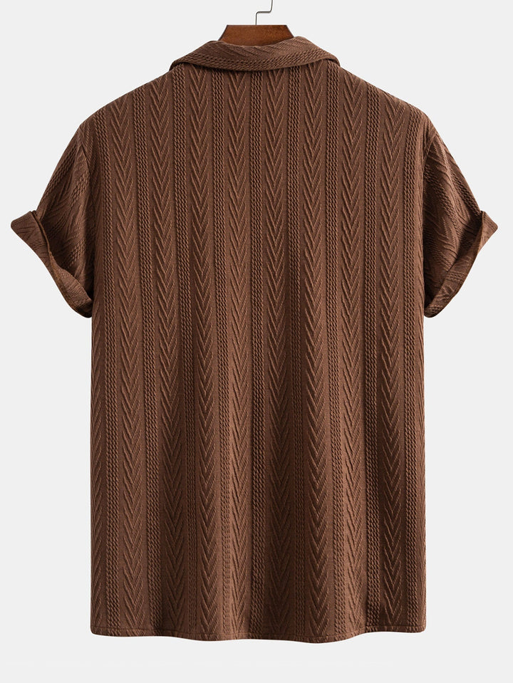 Texture Jacquard Cuban Shirt & Slim Fit Cropped Tapered Pants