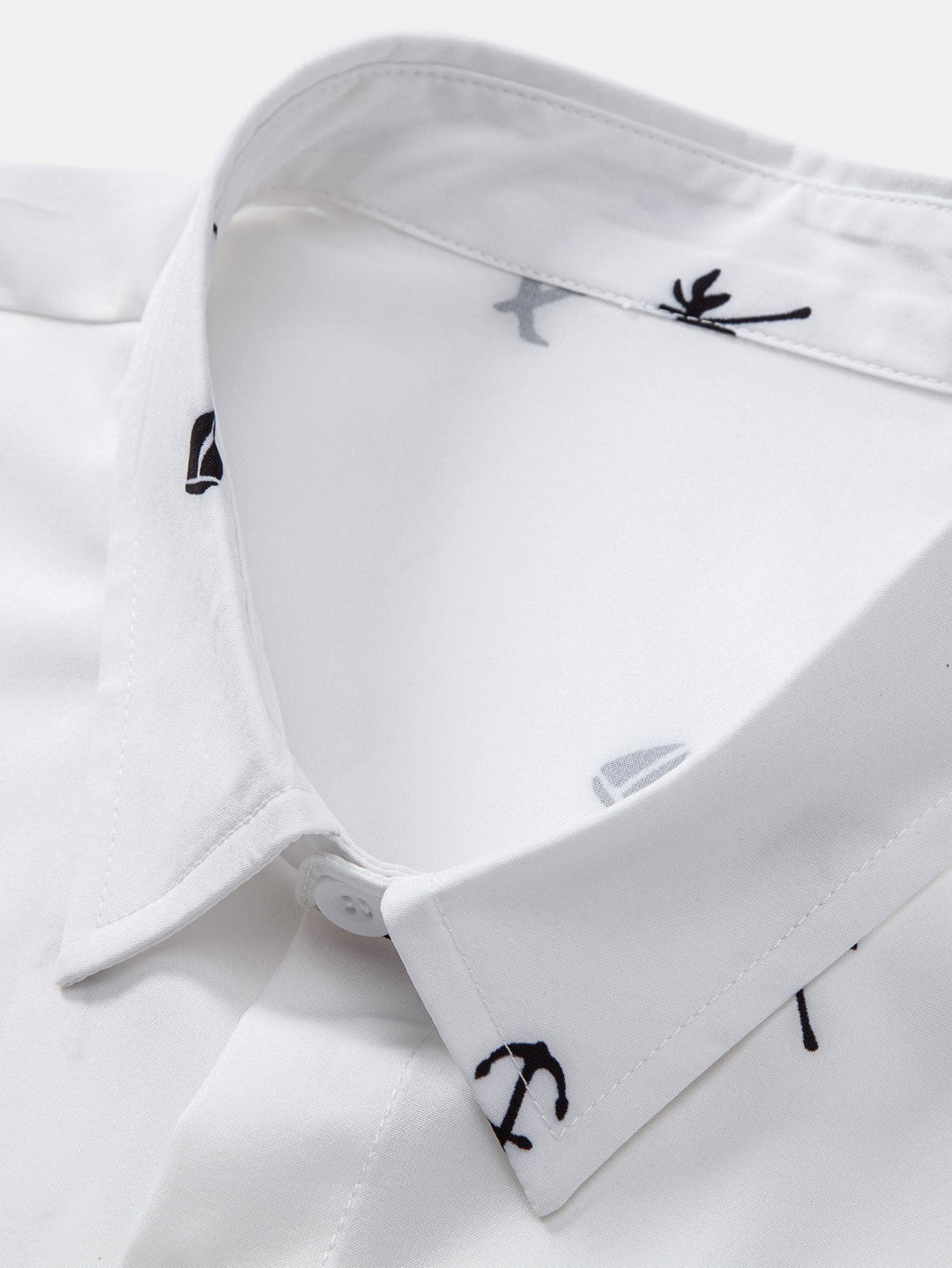 Palm Tree Anchor Sailboat Print Button Up Shirt & Swim Shorts