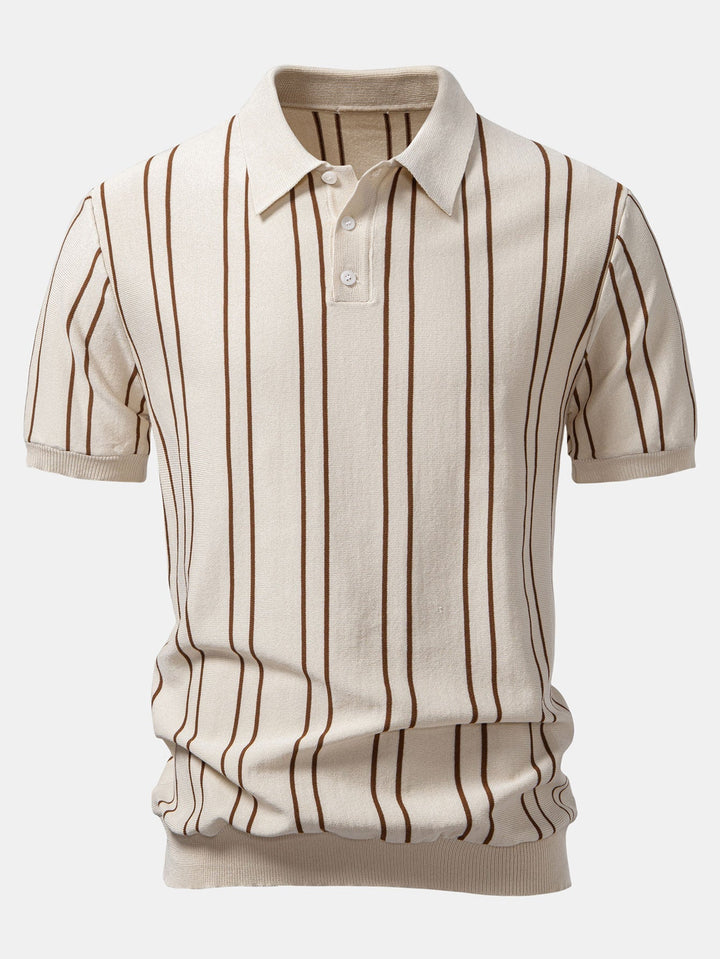Striped Knitted Polo Shirt & Slim Fit Tapered Trousers