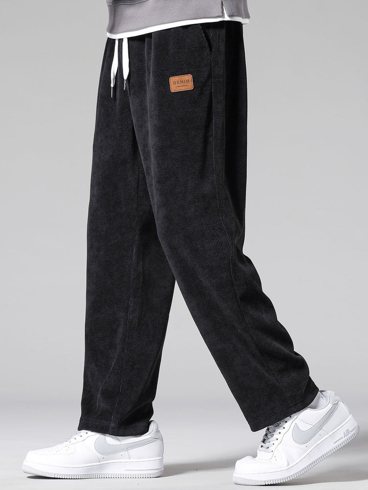 Relax Fit Plaid Corduroy Panel Hooded Shirt & Straight Leg Corduroy Pants