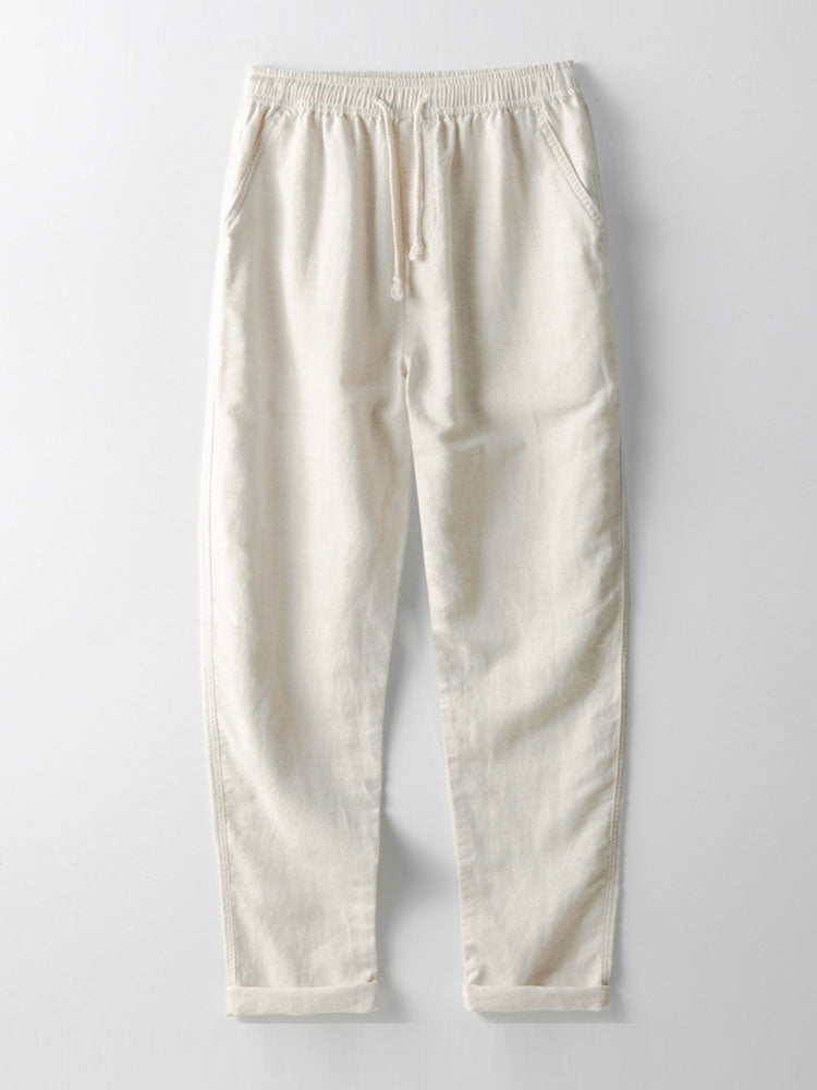 Long Sleeve Linen Cotton Shirt With Pocket & Straight Leg Linen Pants