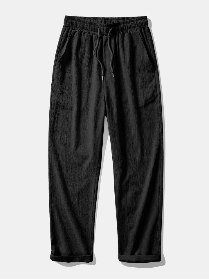 Wrinkled Textured Button Up Shirt & Wrinkle Textured Straight Leg Pants