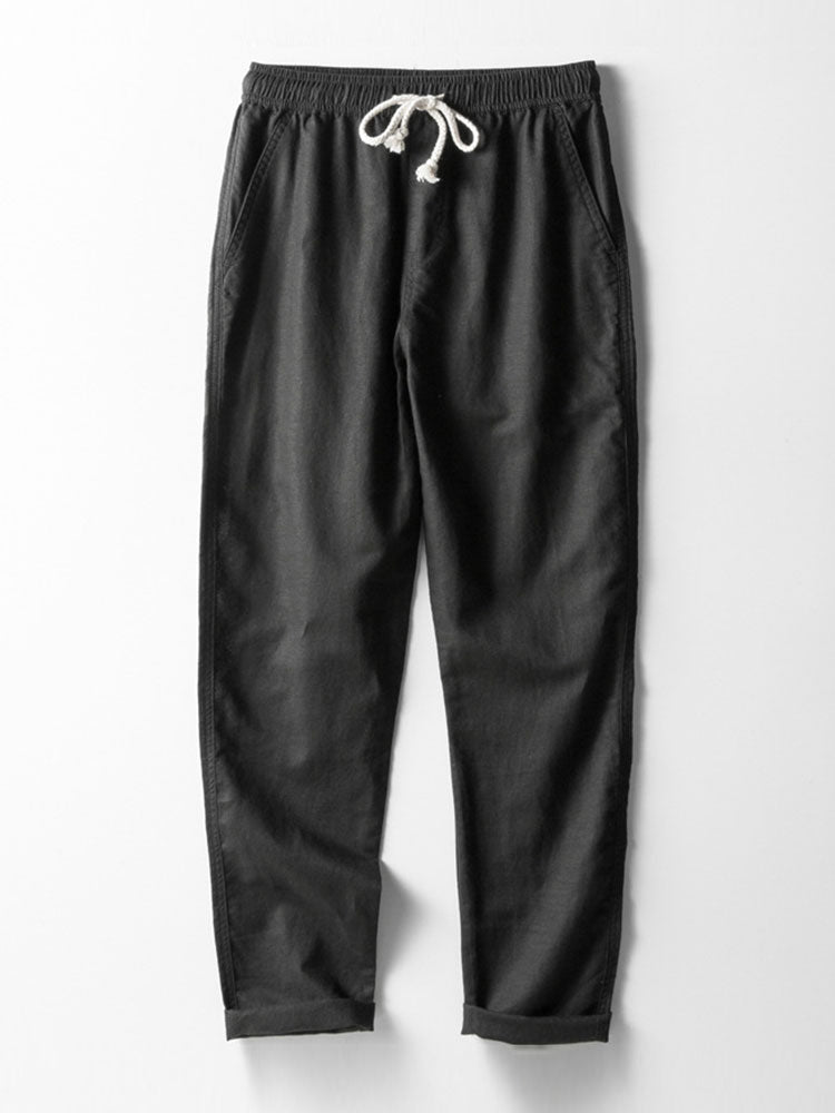 Long Sleeve Linen Cotton Shirt With Pocket & Straight Leg Linen Pants