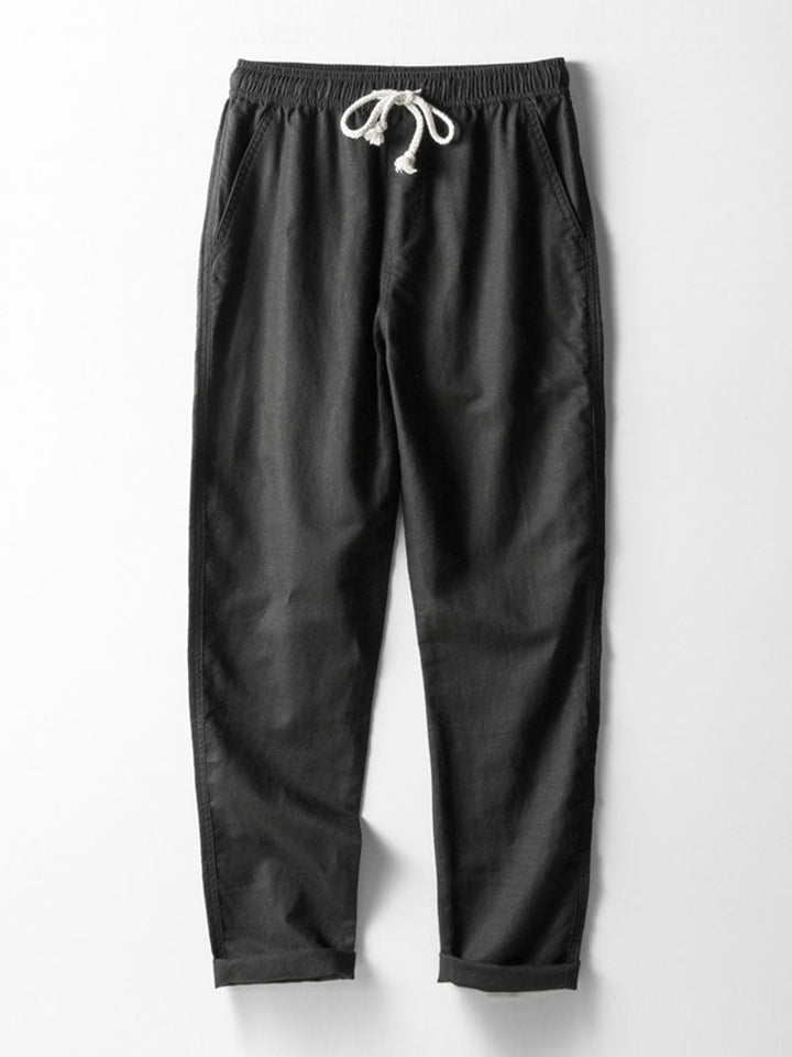 Long Sleeve Linen Cotton Shirt With Pocket & Straight Leg Linen Pants