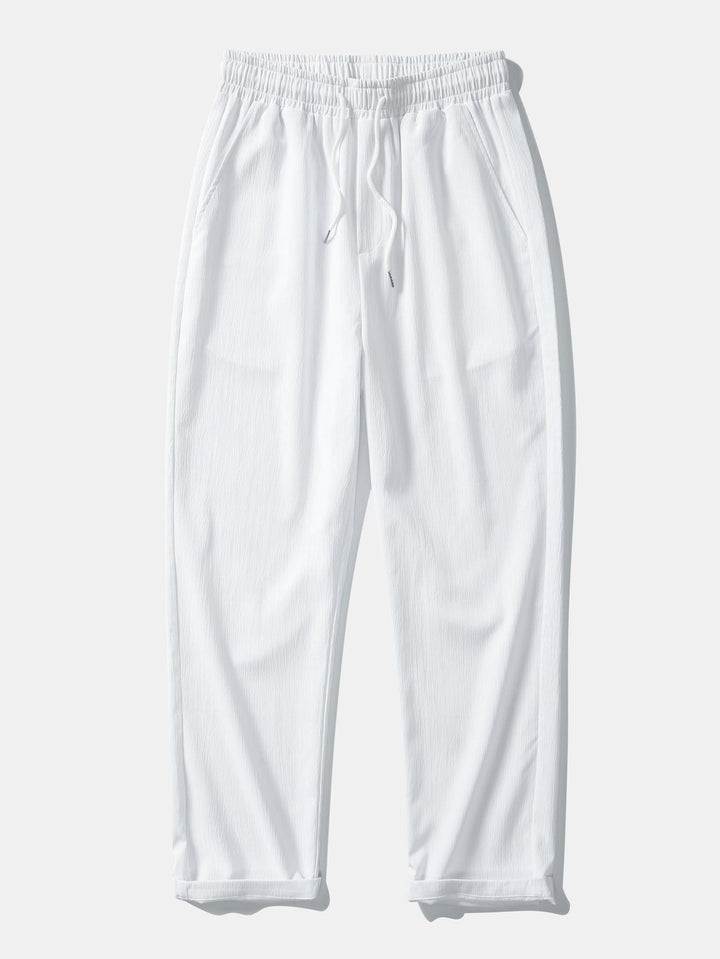 Wrinkled Textured Button Up Shirt & Wrinkle Textured Straight Leg Pants