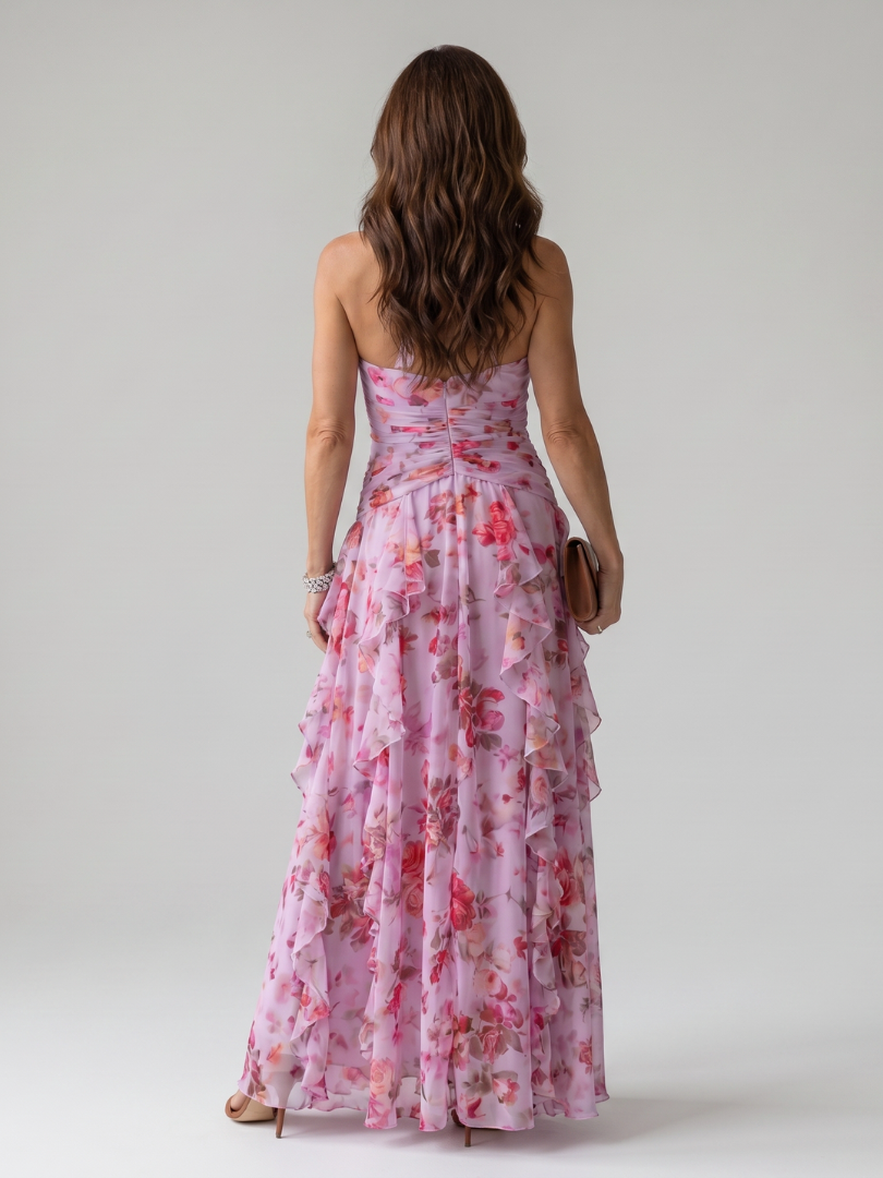 Nori | Halterneck Ruffle Top Floral Maxi Dress