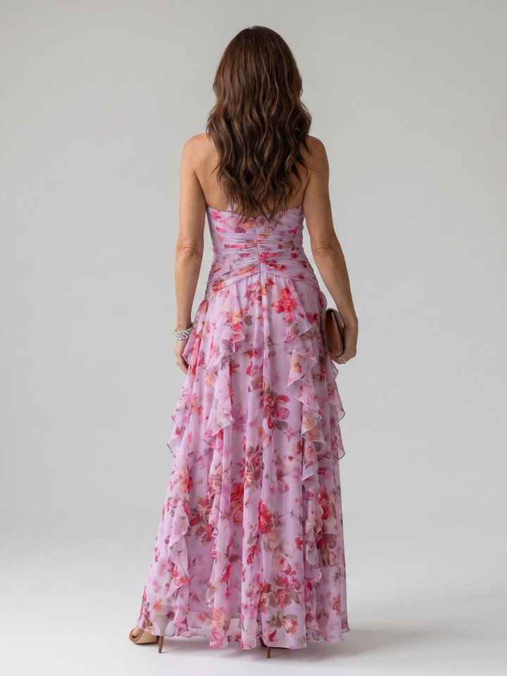Nori | Halterneck Ruffle Top Floral Maxi Dress