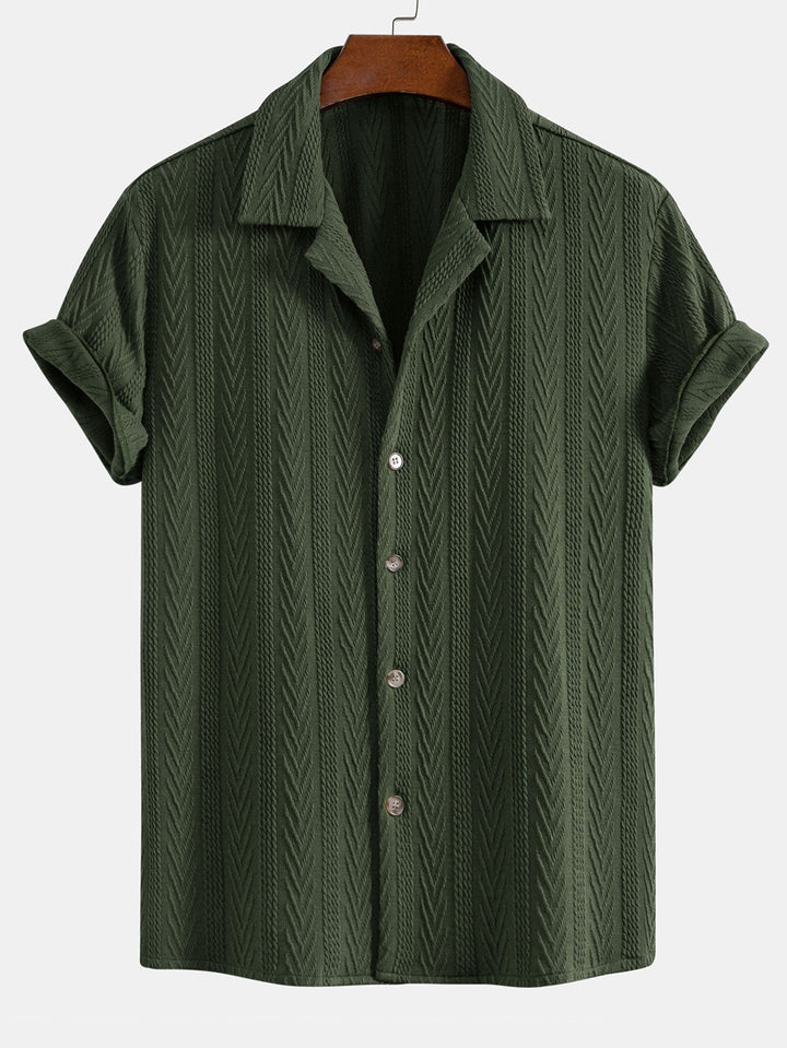 Texture Jacquard Cuban Shirt & Slim Fit Cropped Tapered Pants