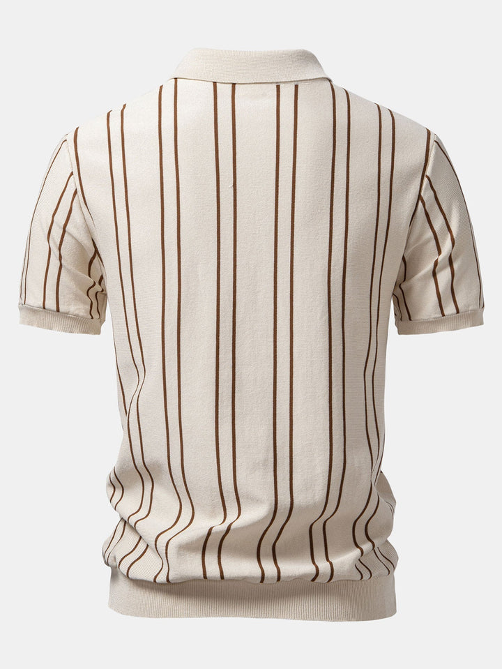Striped Knitted Polo Shirt & Slim Fit Tapered Trousers