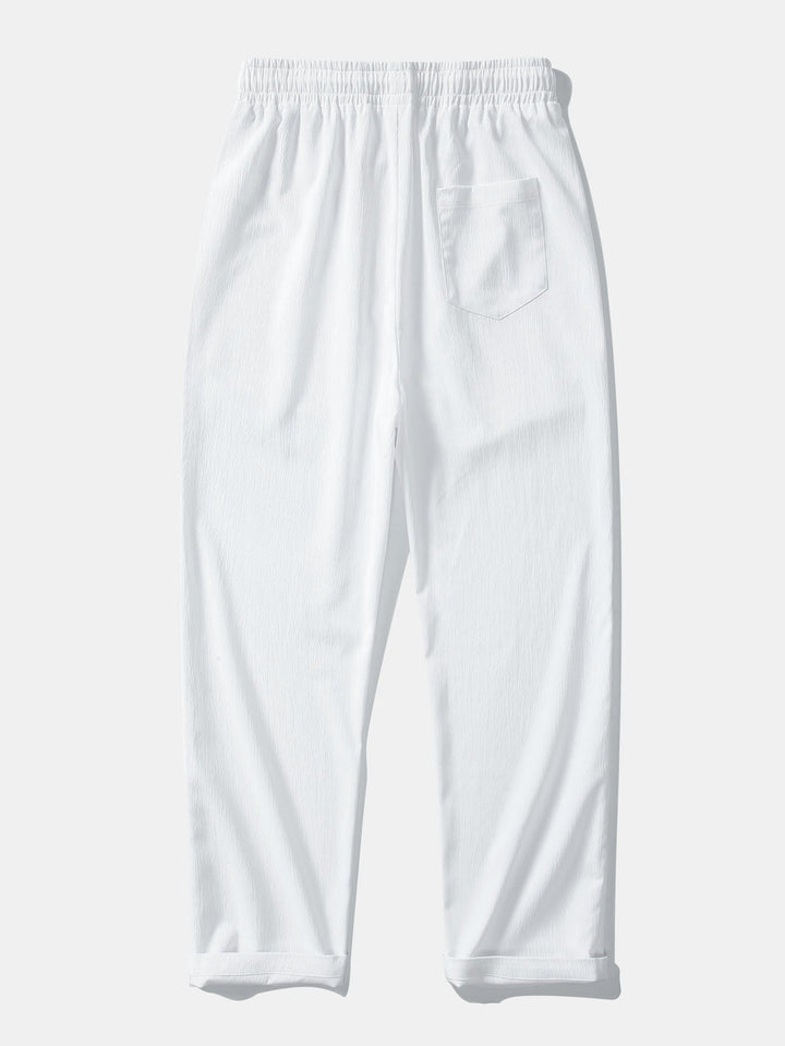 Wrinkled Textured Button Up Shirt & Wrinkle Textured Straight Leg Pants