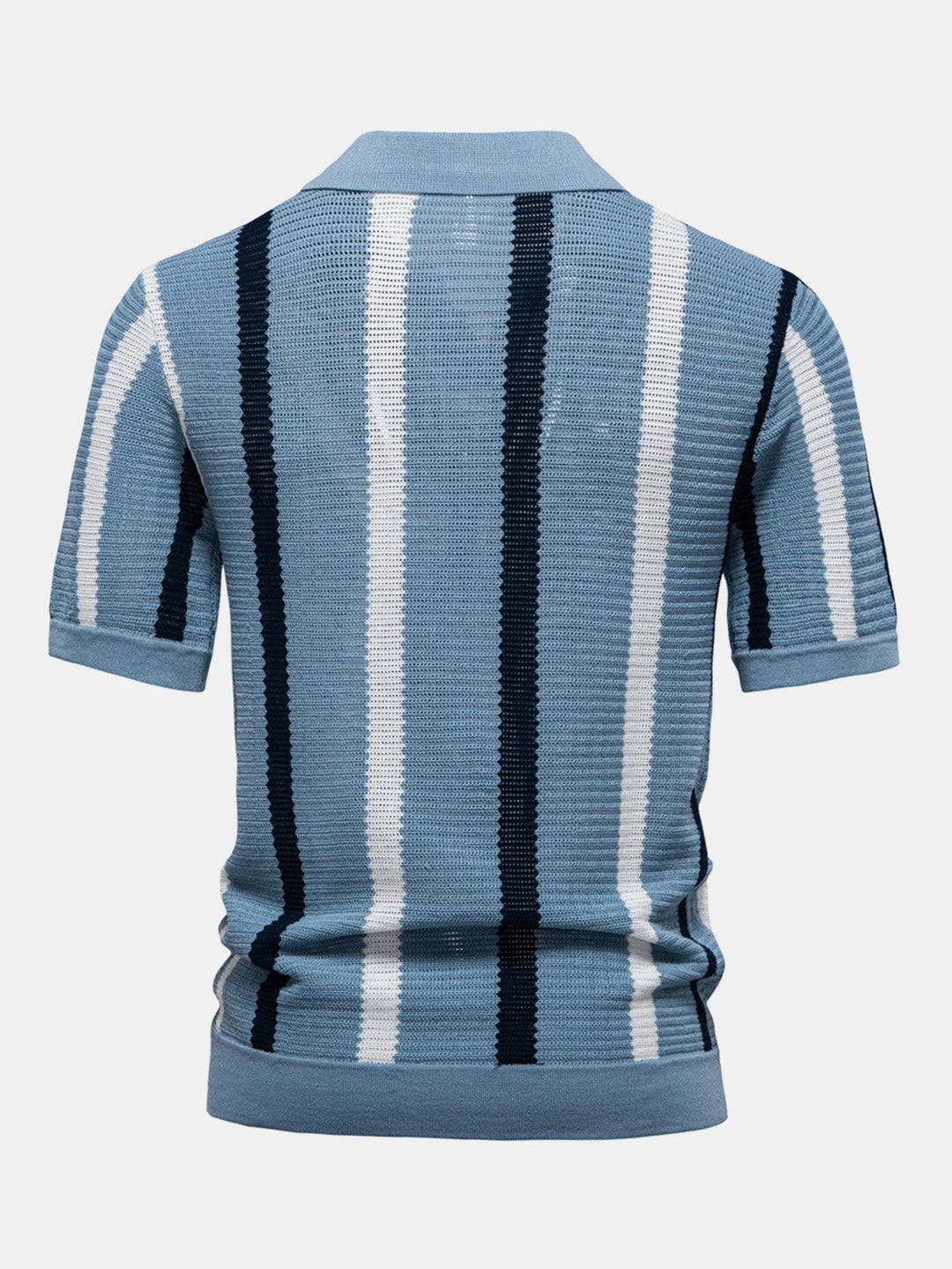 Stripe Knit V Neck Polo Shirt & Cotton Chino Shorts