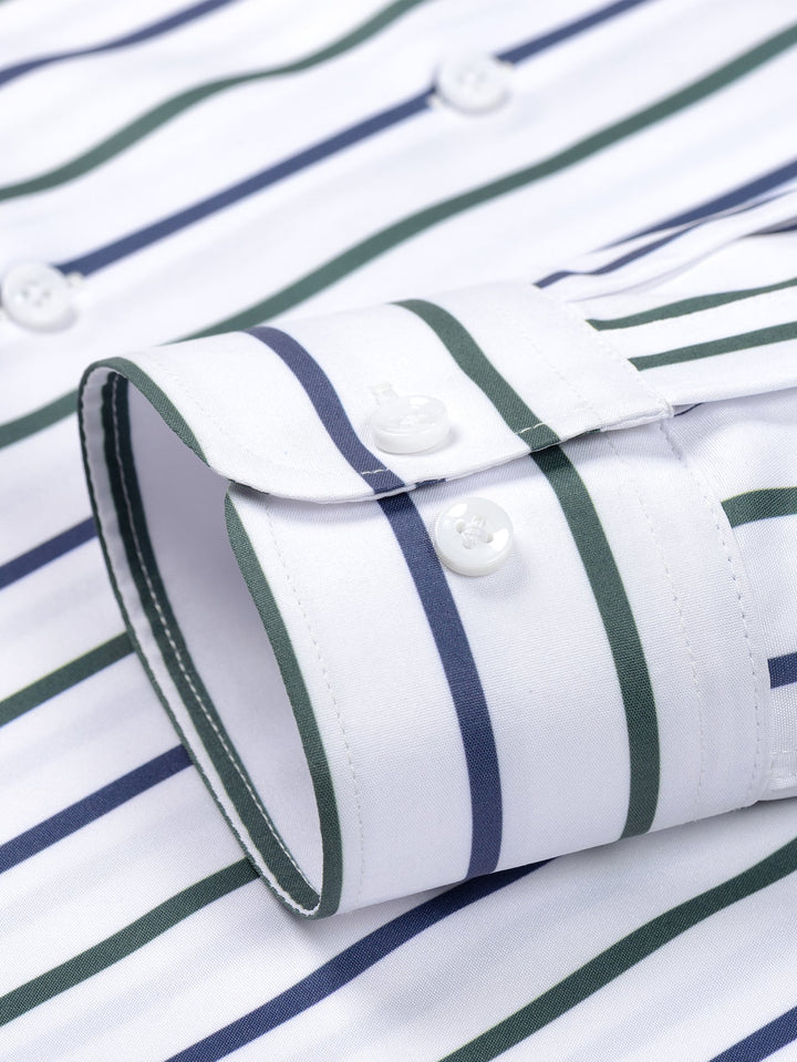 Long Sleeve Stripe Button Up Shirt & Slim Fit Tapered Trousers