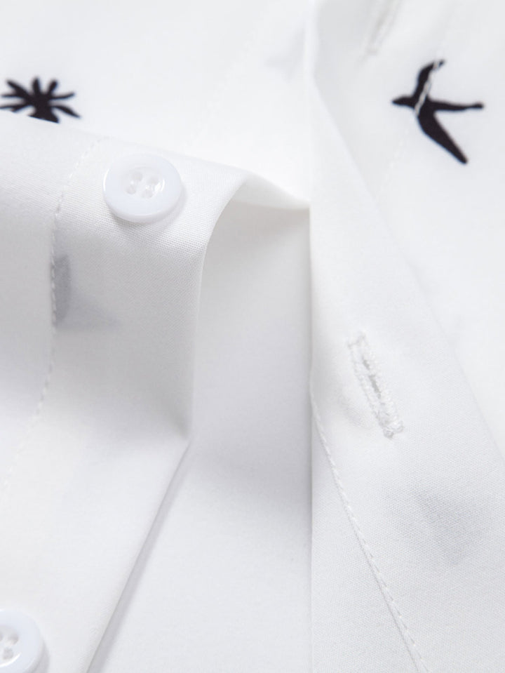 Palm Tree Anchor Sailboat Print Button Up Shirt & Swim Shorts