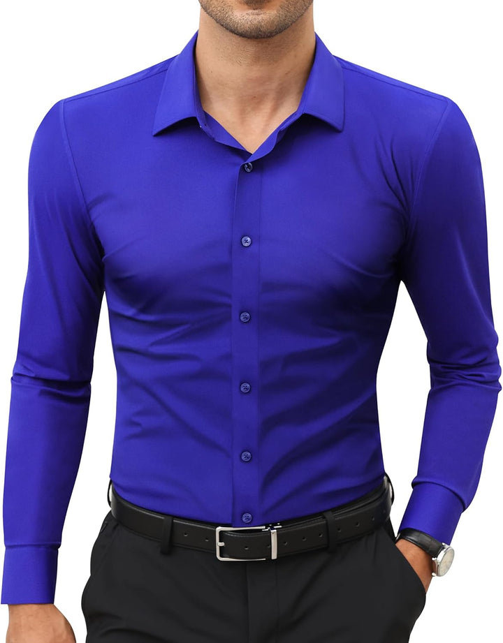 Men’s Stretch Dress Shirt – Slim & Muscle Fit, Wrinkle-Free