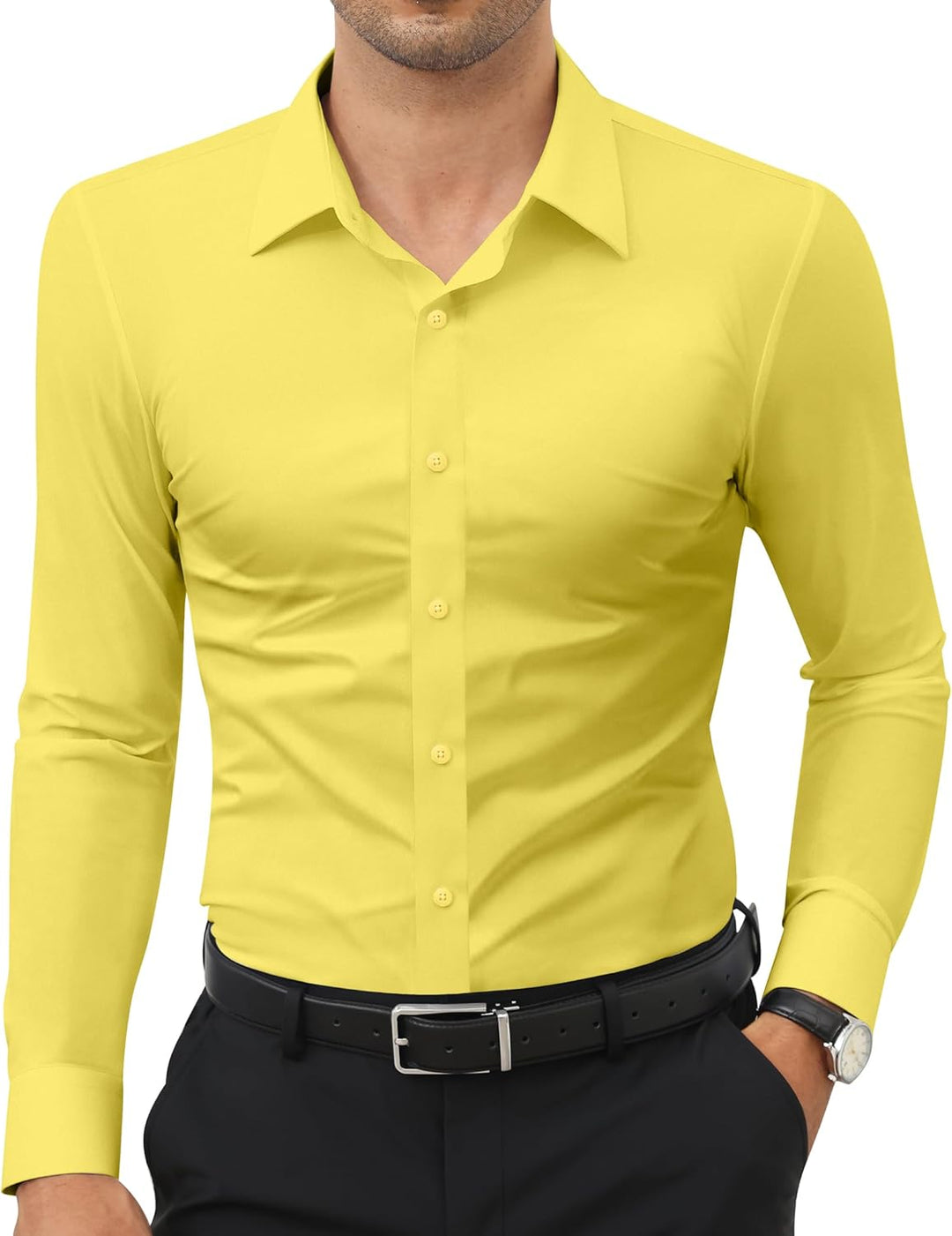 Men’s Stretch Dress Shirt – Slim & Muscle Fit, Wrinkle-Free