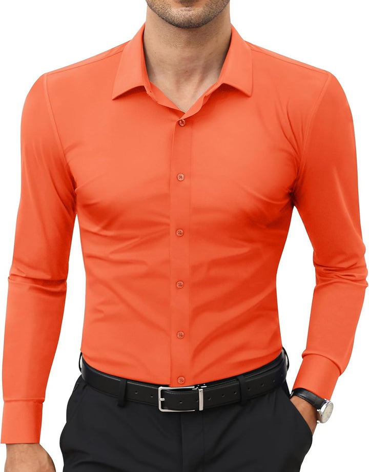 Men’s Stretch Dress Shirt – Slim & Muscle Fit, Wrinkle-Free