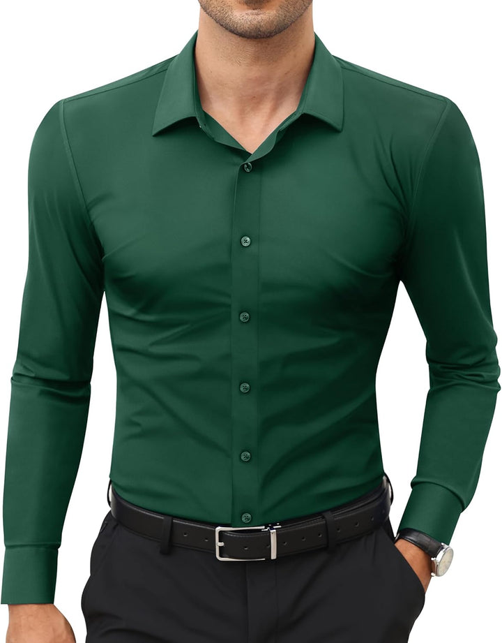 Men’s Stretch Dress Shirt – Slim & Muscle Fit, Wrinkle-Free
