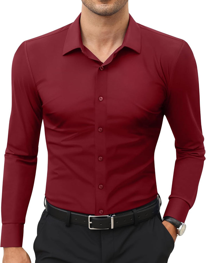 Men’s Stretch Dress Shirt – Slim & Muscle Fit, Wrinkle-Free