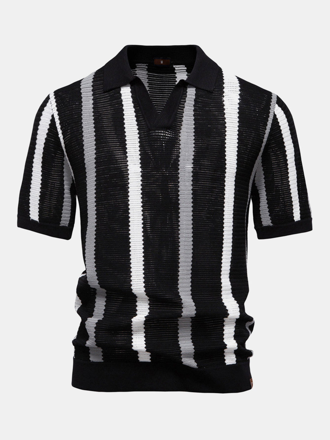 Stripe Knit V Neck Polo Shirt & Cotton Chino Shorts