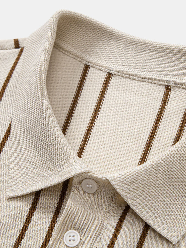 Striped Knitted Polo Shirt & Slim Fit Tapered Trousers
