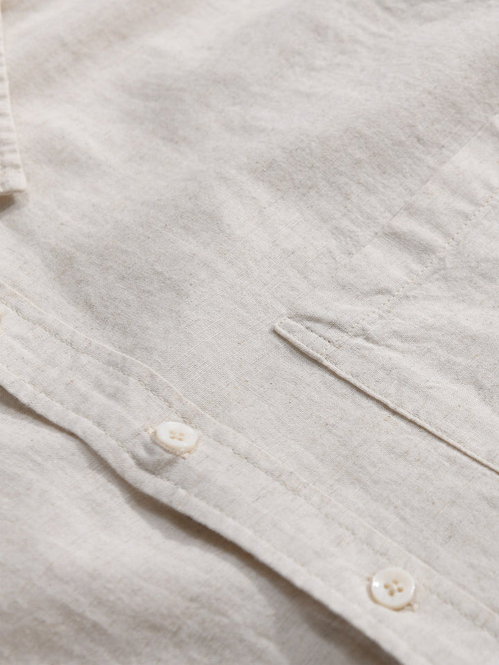 Long Sleeve Linen Cotton Shirt With Pocket & Straight Leg Linen Pants