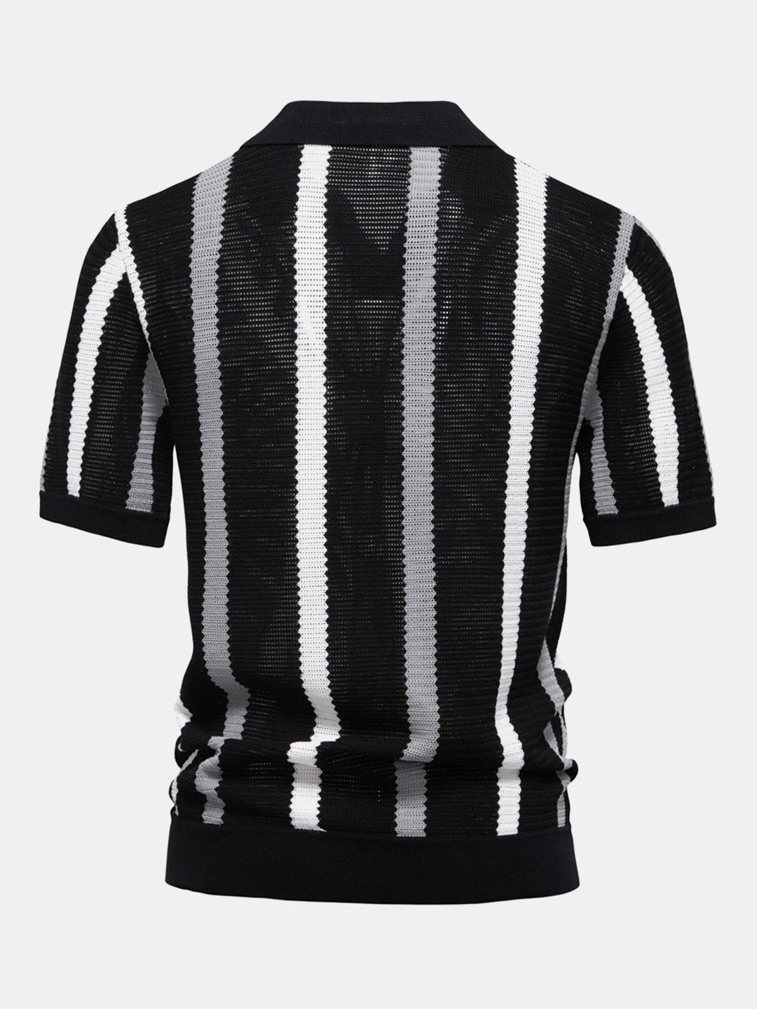 Stripe Knit V Neck Polo Shirt & Cotton Chino Shorts