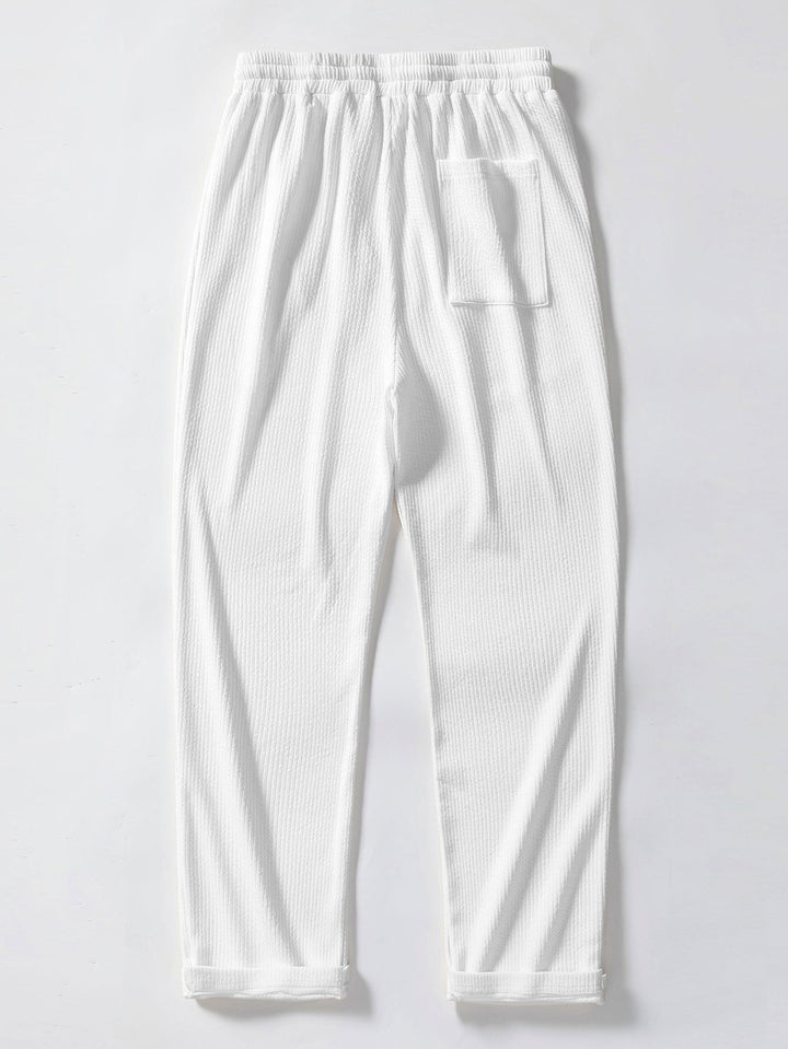 Island Sailing Print Button Up Shirt & Straight Leg Ribbed Pants