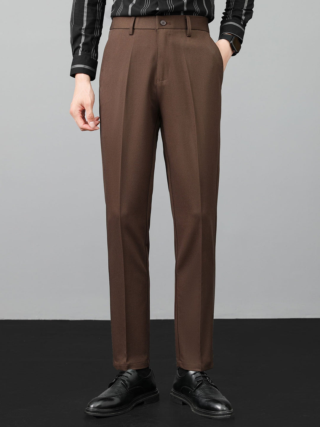 Striped Knitted Polo Shirt & Slim Fit Tapered Trousers