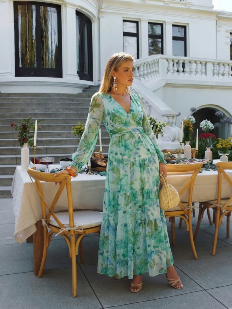 Althea | Long-Sleeved Floral Maxi Dress
