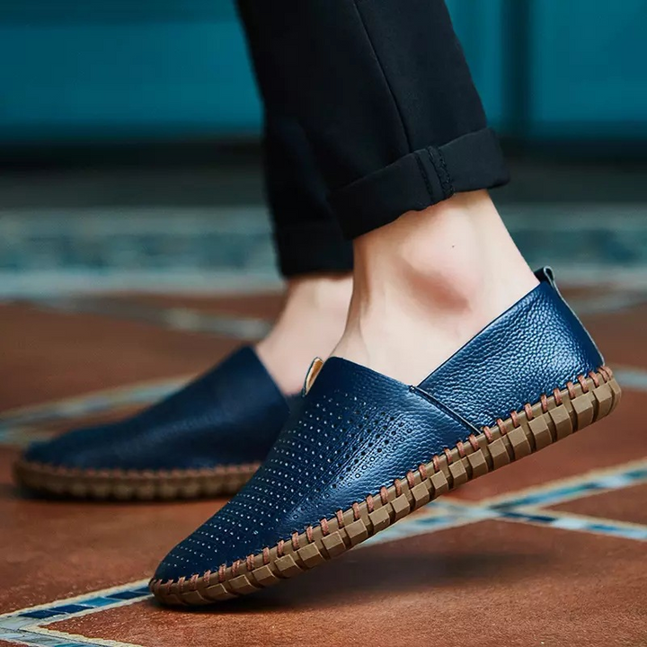 Genuine Leather Mens Loafers with Breathable Perforations | Black Comfort Footwear for All-Day Wear 5