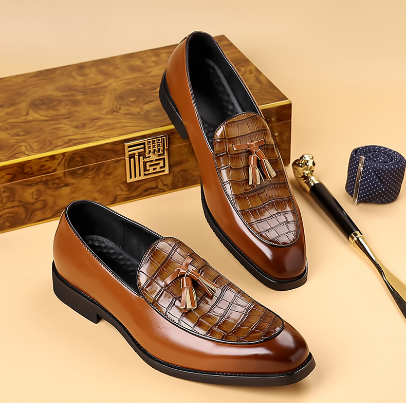 Preston Collection | Men's Black Loafers with Crocodile Texture | Stylish Slip-On Design for Effortless Elegance 6