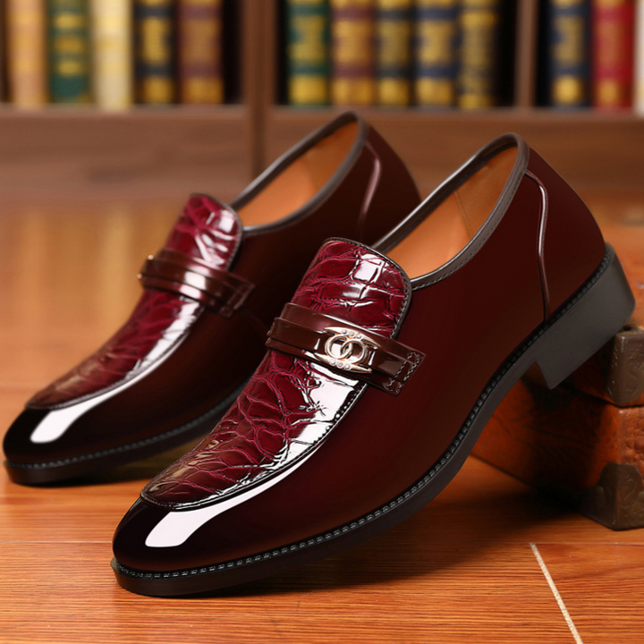 Elegant Loafers | Black Patent Leather Slip-Ons with Croc-Embossed Vamp | Modern Luxury for Timeless Style 8