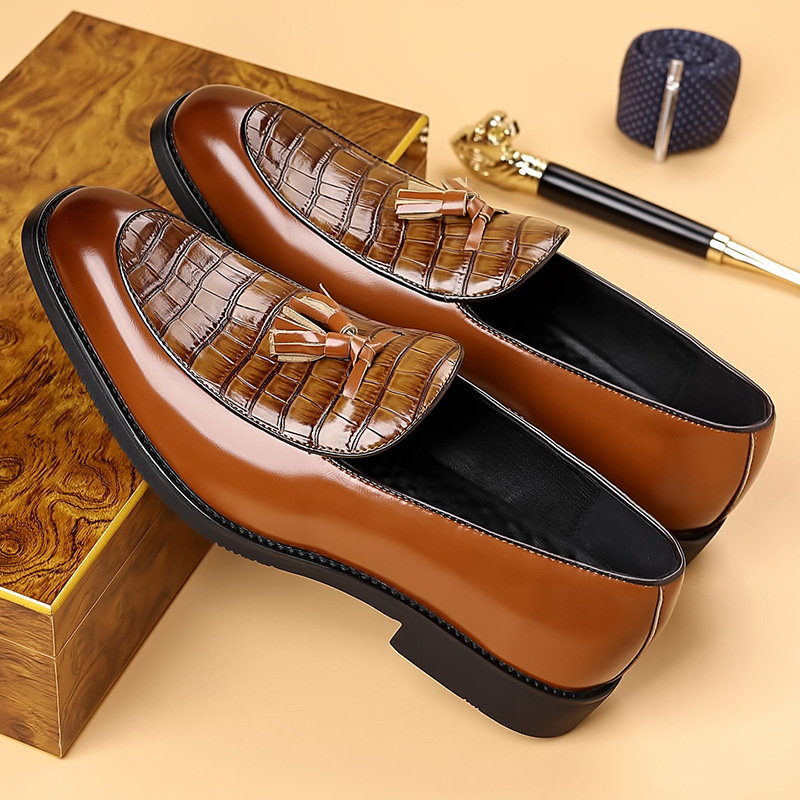 Preston Collection | Men's Black Loafers with Crocodile Texture | Stylish Slip-On Design for Effortless Elegance 8