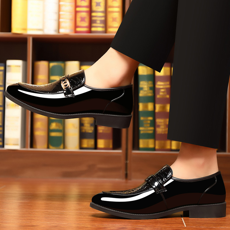 Elegant Loafers | Black Patent Leather Slip-Ons with Croc-Embossed Vamp | Modern Luxury for Timeless Style 5